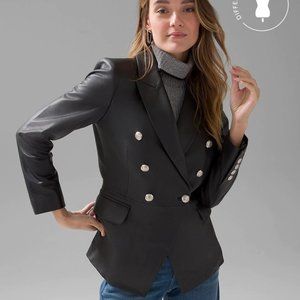 NEW $595 WHITE HOUSE BLACK MARKET 100% LEATHER STUDIO BLAZER JACKET 2 4 6 8 ⭐⭐⭐